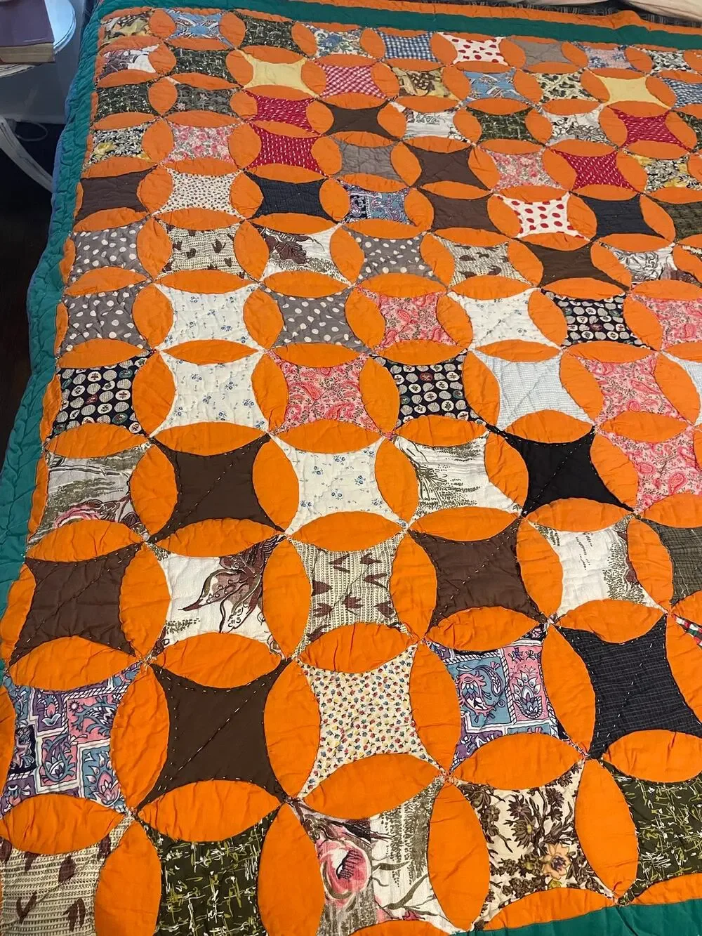 Queen Size Handmade Quilt Bright Colorful